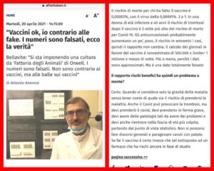 Scopri di più sull'articolo “Vaccini ok, io contrario alle fake. I numeri sono falsati, ecco la verità”